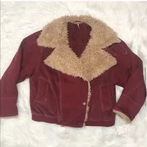 Owen wine red oversized sherpa jacket best sale